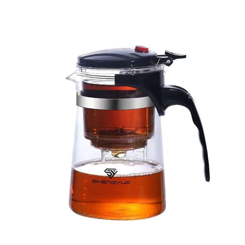 Heat Resistant Glass Teapot With One Click Filter Tea Maker - Image 6