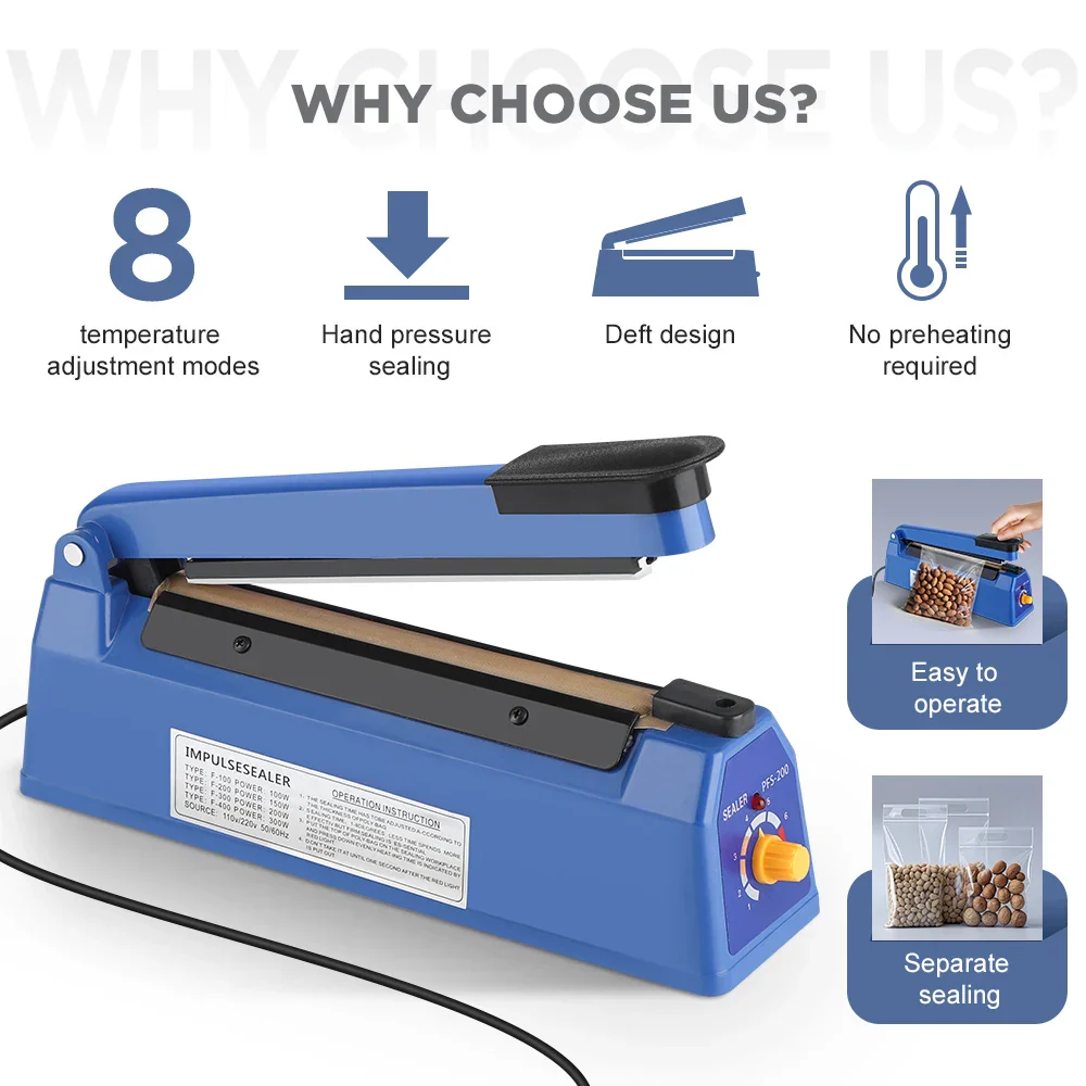 Heat Sealer 8 Inch Handheld Impulse Bag Sealer Compact Packaging Tool Fall 2025 Airtight Food Storage - Image 2