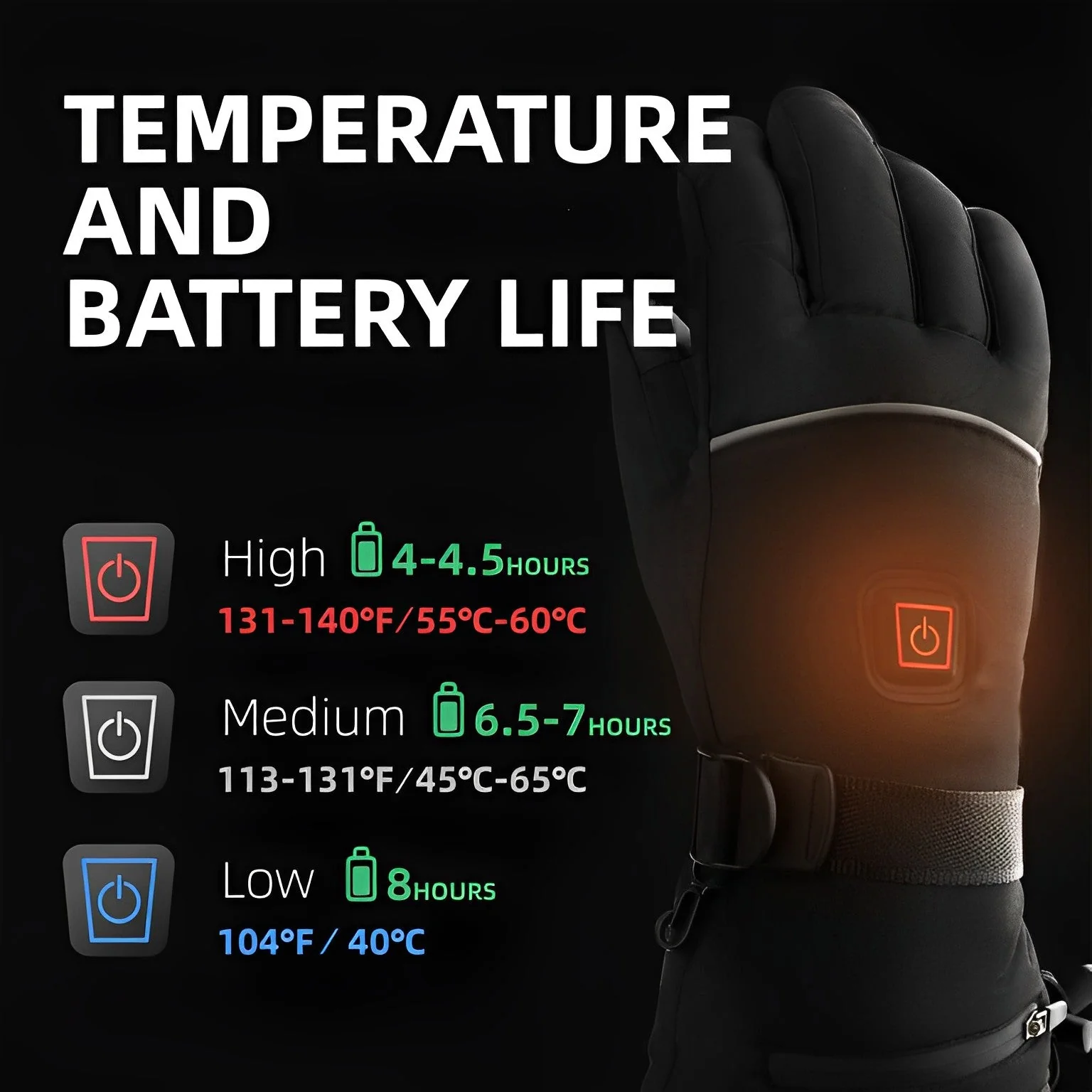 Heated Gloves Battery Heated Winter Gloves 8 Hour Warmth - Image 4