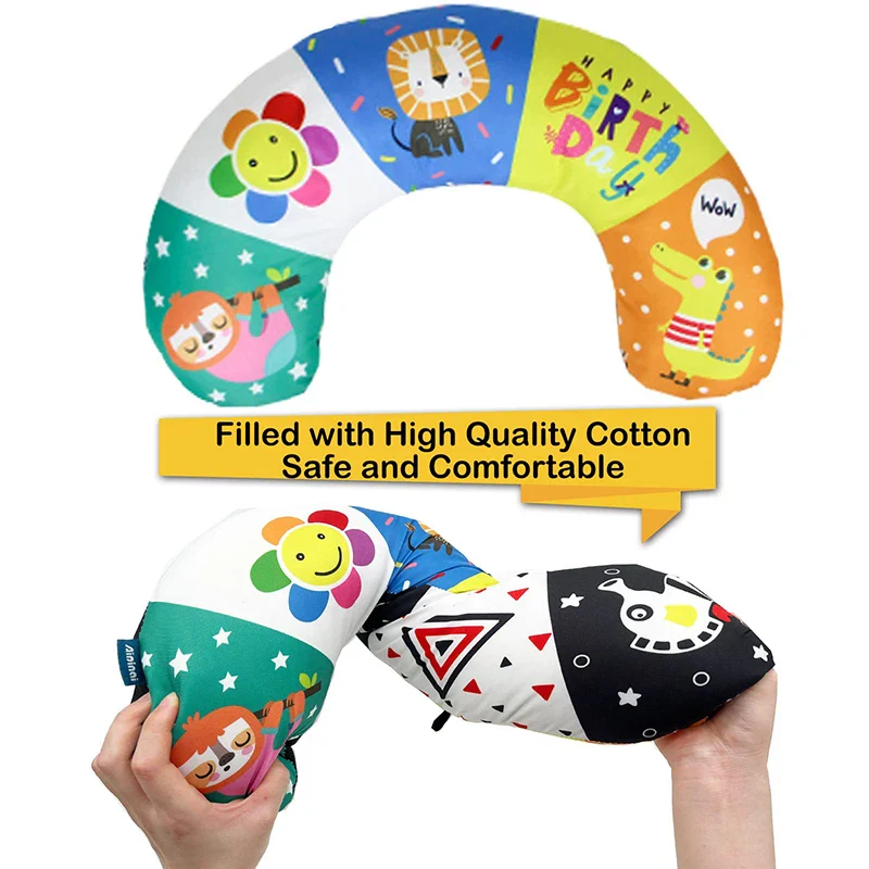 High Contrast Baby Tummy Time Pillow with Mirror, Teething Toy, and Crinkle Paper for Infants 0-6 Months - Image 4