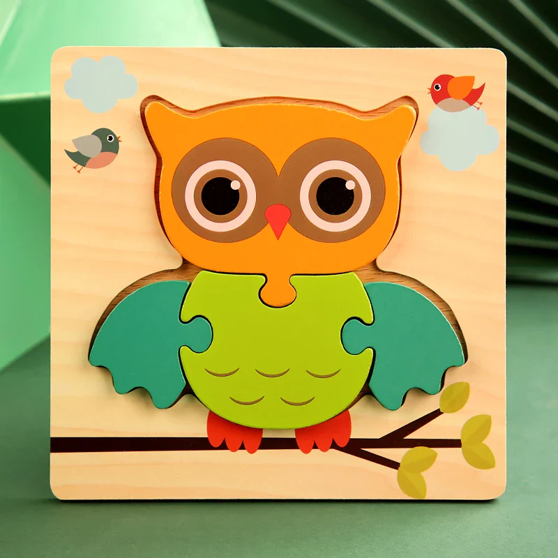 High Quality 3D Wooden Cartoon Animal Puzzle for Kids - Image 12
