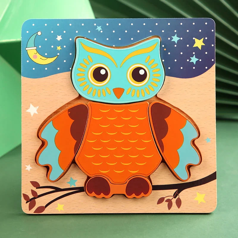 High Quality 3D Wooden Cartoon Animal Puzzle for Kids - Image 6
