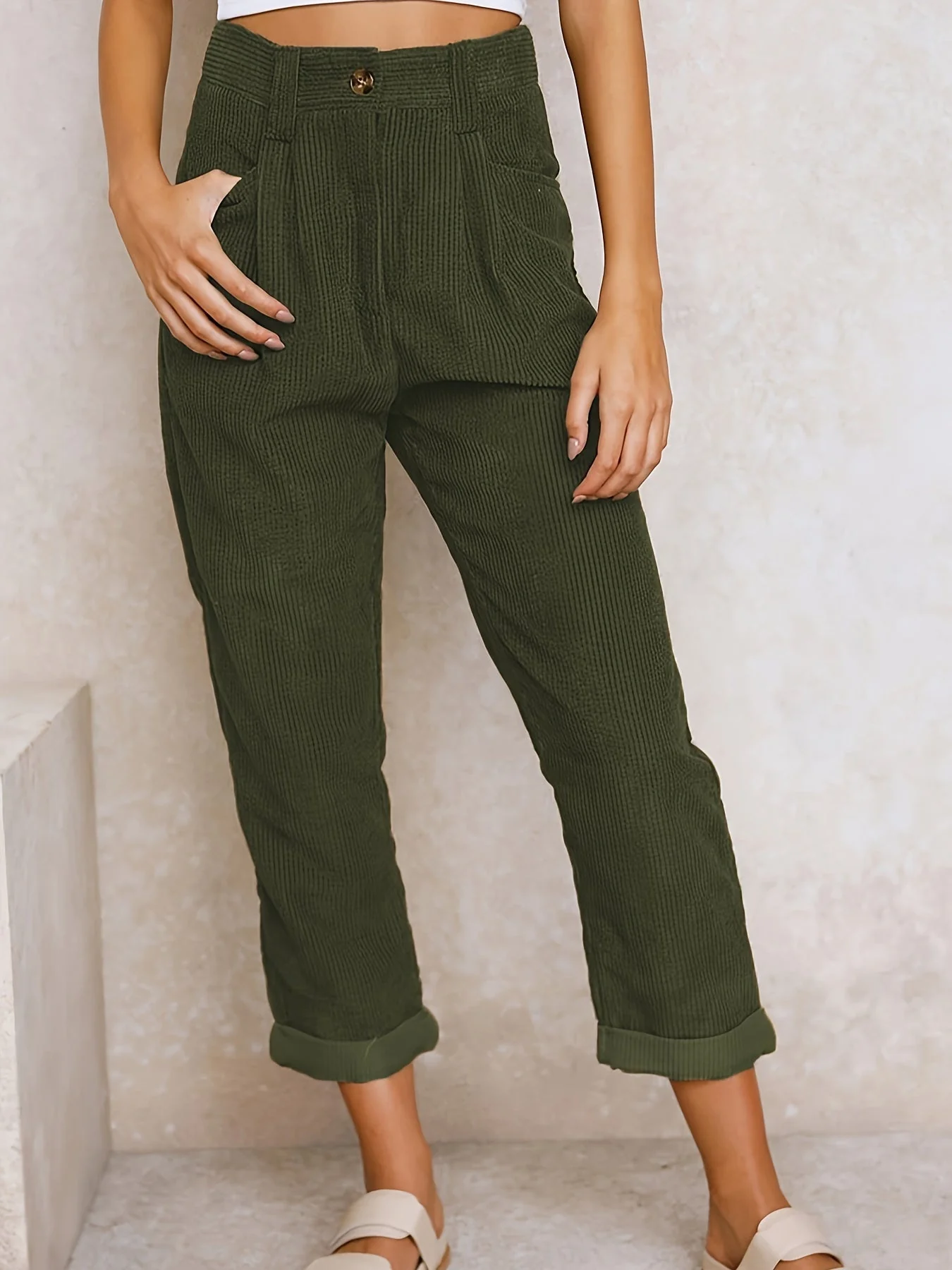 High Waist Casual Women's Pants, Soft Comfortable Fabric, Relaxed Fit, Versatile Styling, Available in Sizes S to 3XL - Image 12