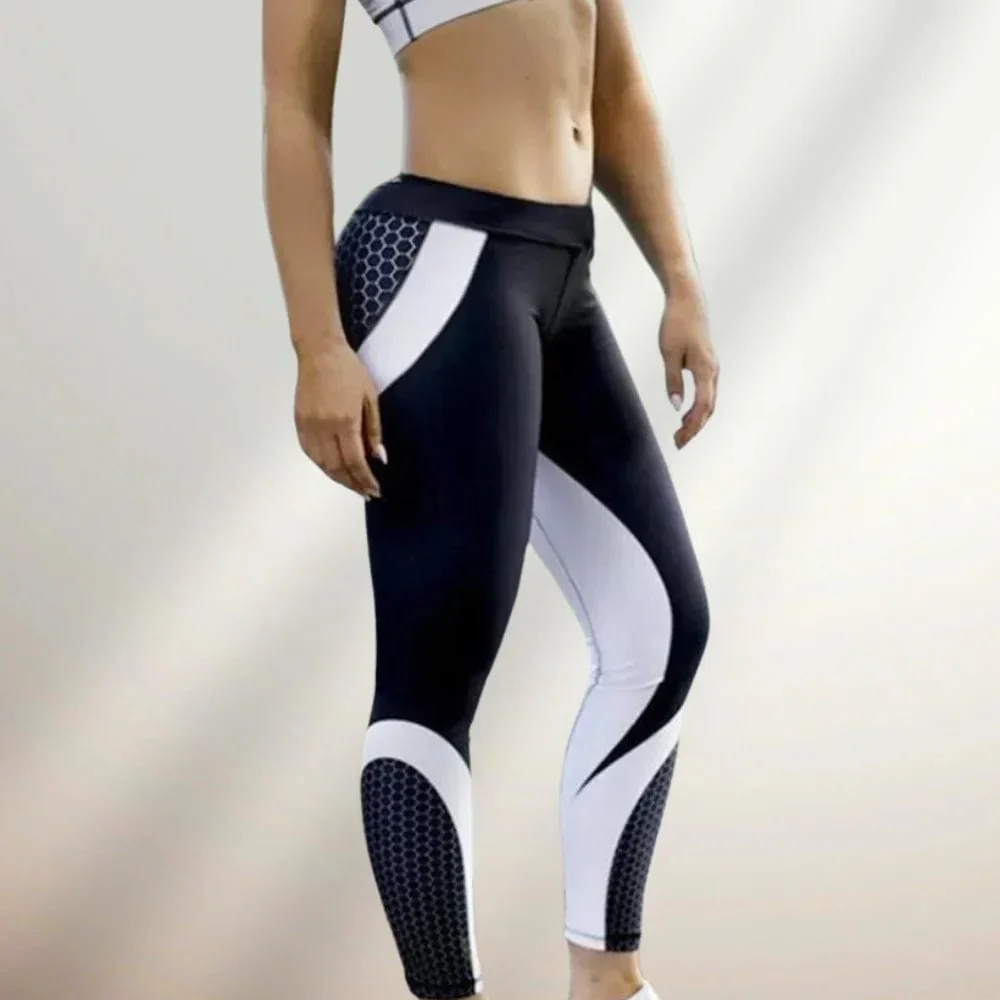 High Waist Geometric Printed Leggings for Yoga and Fitness, Stretchable Breathable Fabric, Lightweight Comfort - Image 2