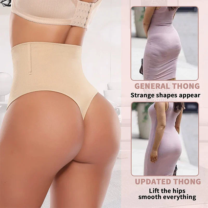 High Waist Tummy Control Thong Shapewear with Butt Lifter and Steel Bones for a Smooth Silhouette - Image 4