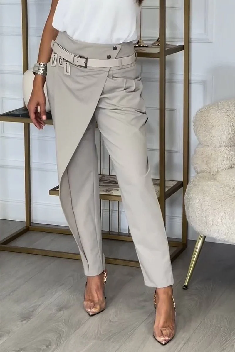 High Waisted Casual Pants for Women with Ruffle Details, Comfortable Everyday Trousers, Chic and Versatile Style