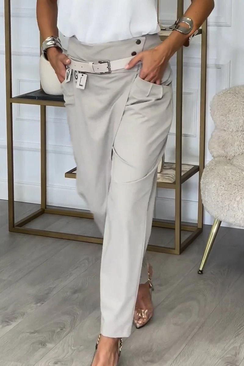 High Waisted Casual Pants for Women with Ruffle Details, Comfortable Everyday Trousers, Chic and Versatile Style - Image 2