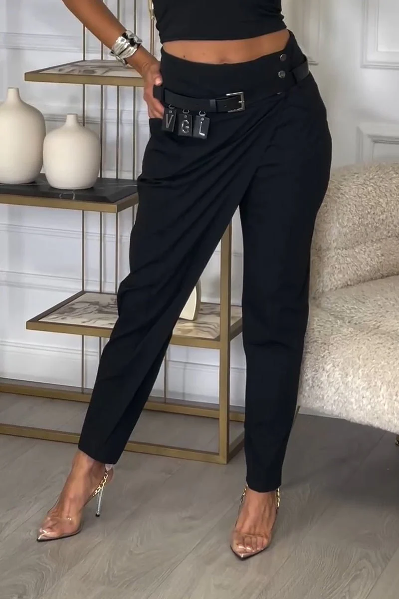 High Waisted Casual Pants for Women with Ruffle Details, Comfortable Everyday Trousers, Chic and Versatile Style - Image 4