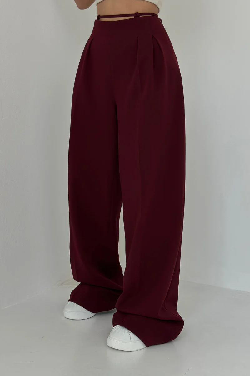 High-Waisted Wide-Leg Trousers in Dark Blue, Soft and Comfortable Palazzo Pants for Effortless Style - Image 3