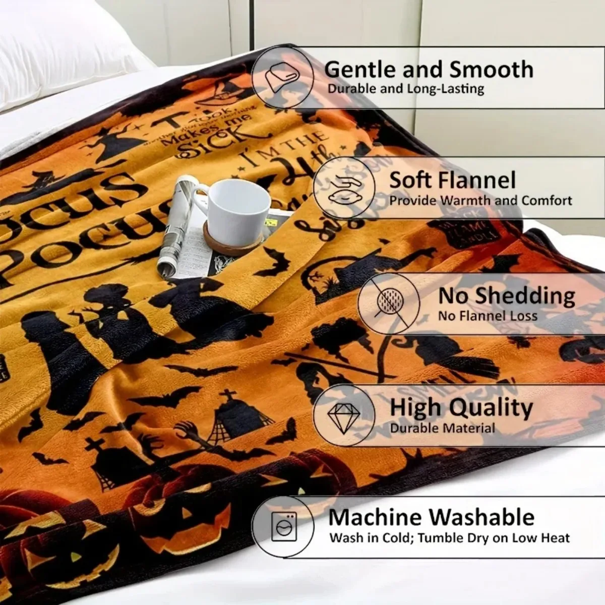 Hocus Pocus Flannel Throw Blanket Halloween 2025 Cozy - Image 5