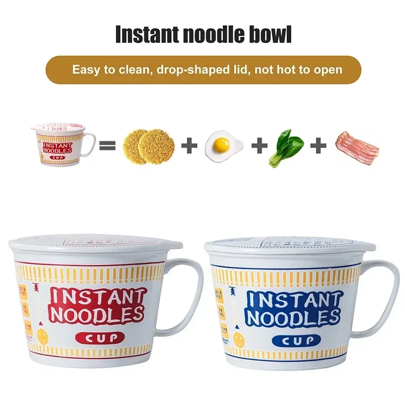Instant Noodle Bowl Ceramic With Handle And Lid Large - Image 11