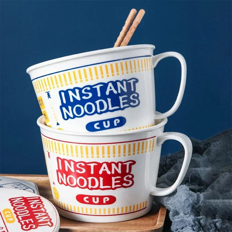 Instant Noodle Bowl Ceramic With Handle And Lid Large - Image 12