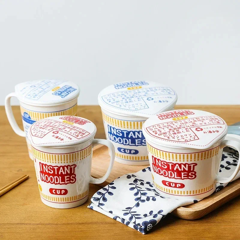 Instant Noodle Bowl Ceramic With Handle And Lid Large - Image 13