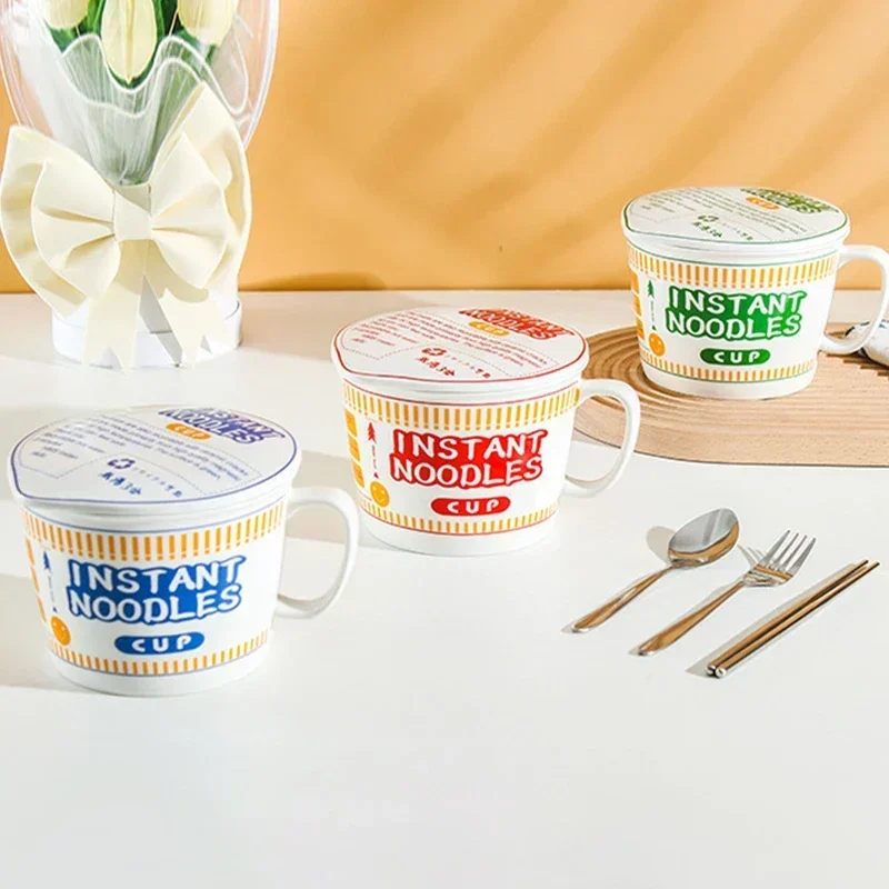 Instant Noodle Bowl Ceramic With Handle And Lid Large - Image 15