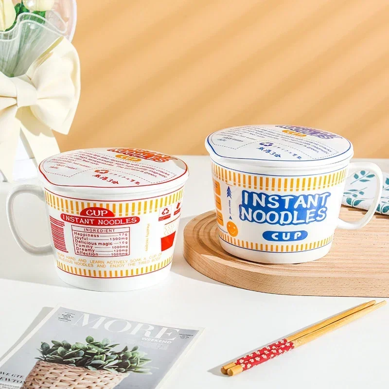 Instant Noodle Bowl Ceramic With Handle And Lid Large - Image 16