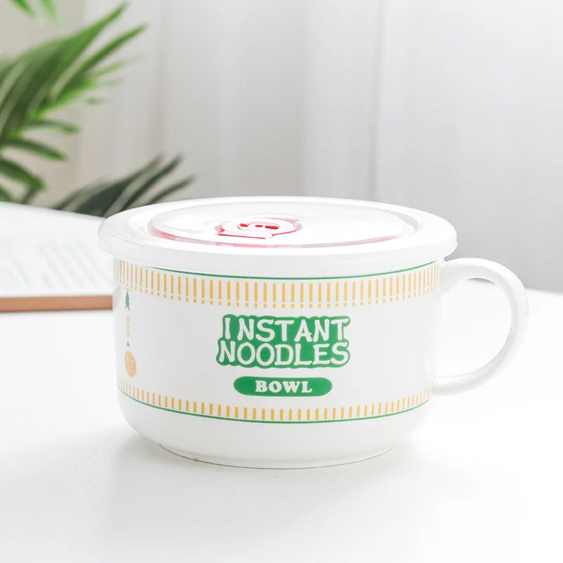 Instant Noodle Bowl Ceramic With Handle And Lid Large - Image 21