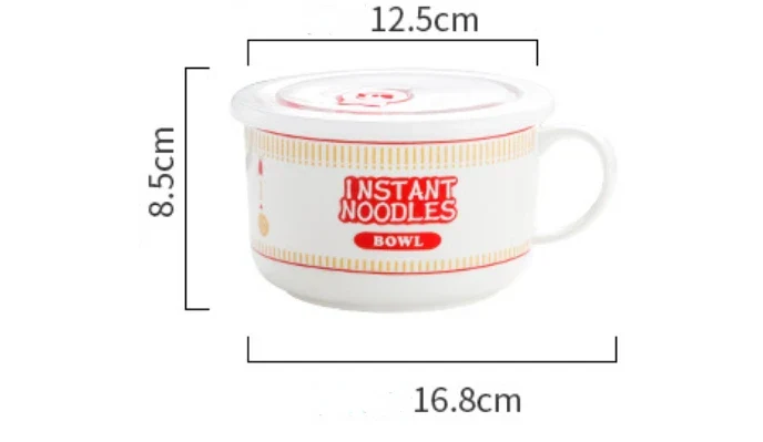 Instant Noodle Bowl Ceramic With Handle And Lid Large - Image 7