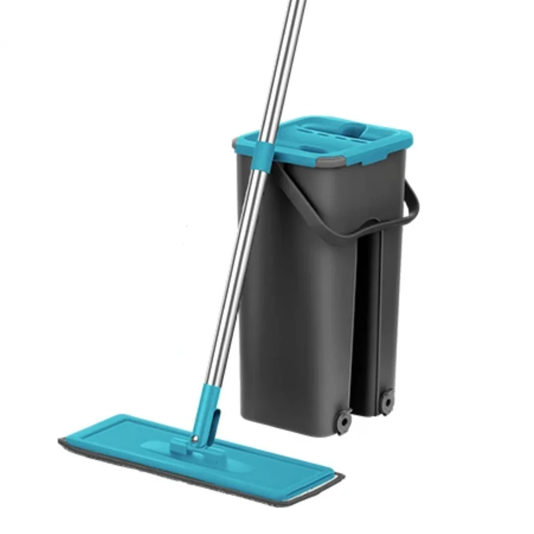 Household Cleaning Hand-Free Flat Floor Mop & Bucket Set with Washable Microfiber 4x Pads - Image 11