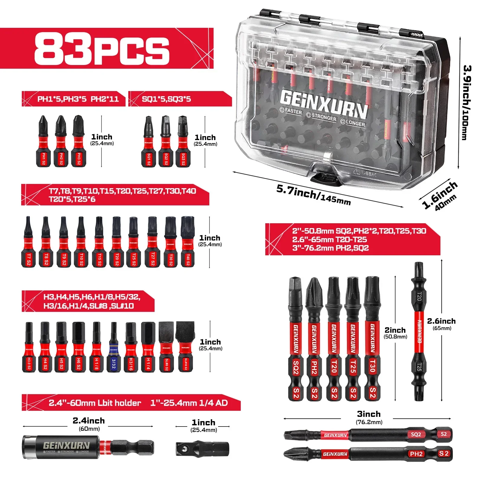 Impact Driver Bit Set 83-Piece S2 Steel Magnetic Bits With Socket Adapter Case Fall 2025 DIY Essential - Image 7