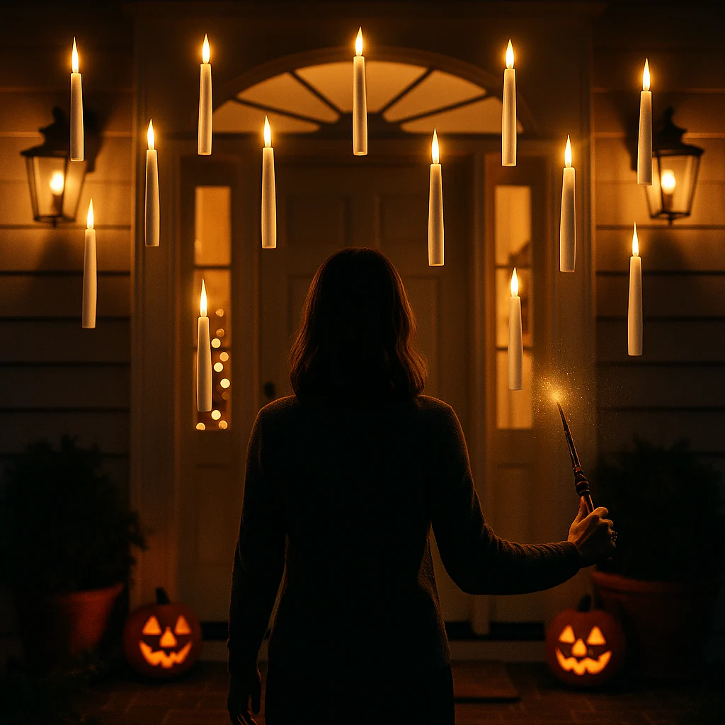 Incendio Floating Halloween Candles – Spooky Flameless LED Lights with Wand Remote