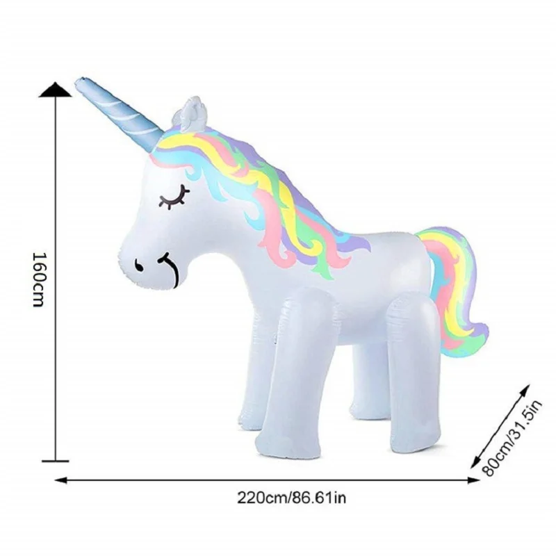 Inflatable Unicorn PVC Giant Water Spray Pool Float Kids Summer 2025 Backyard Party Splash Toy - Image 6