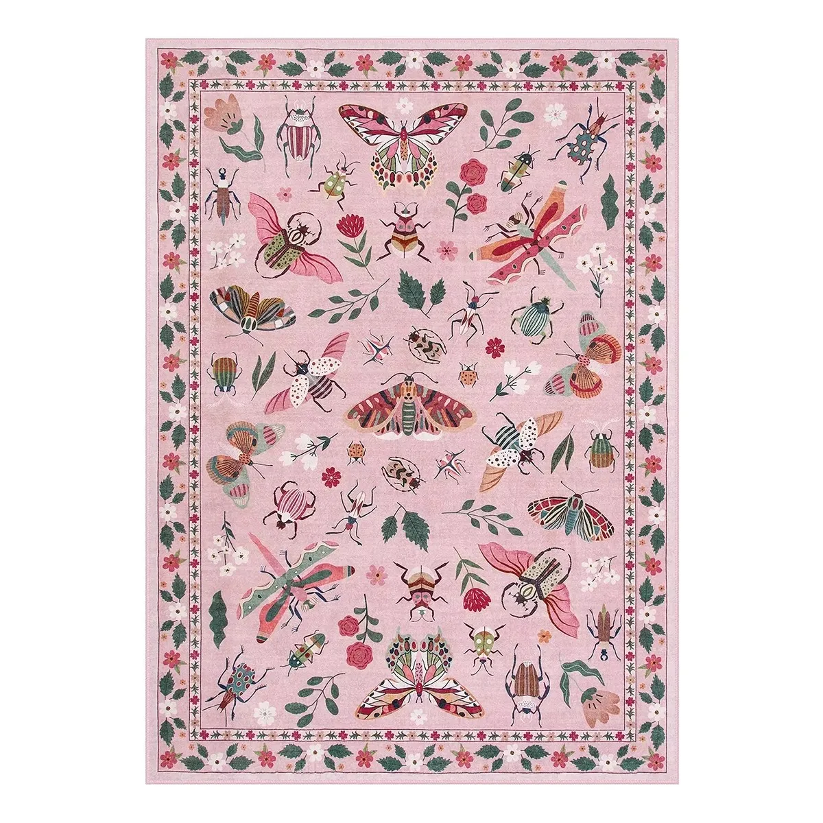 Insect Print Area Rug Teal Washable Non Slip Living Room - Image 11