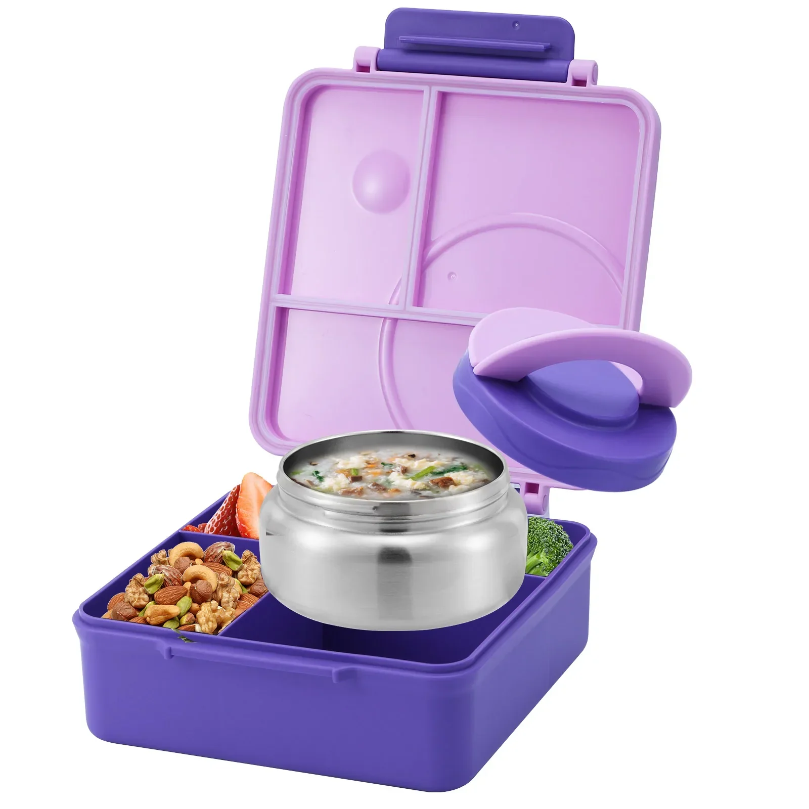 Insulated Lunch Box Four Grid With Thermal Soup Container Bento Style Back To School Fall 2025 Keeps Food Warm - Image 3