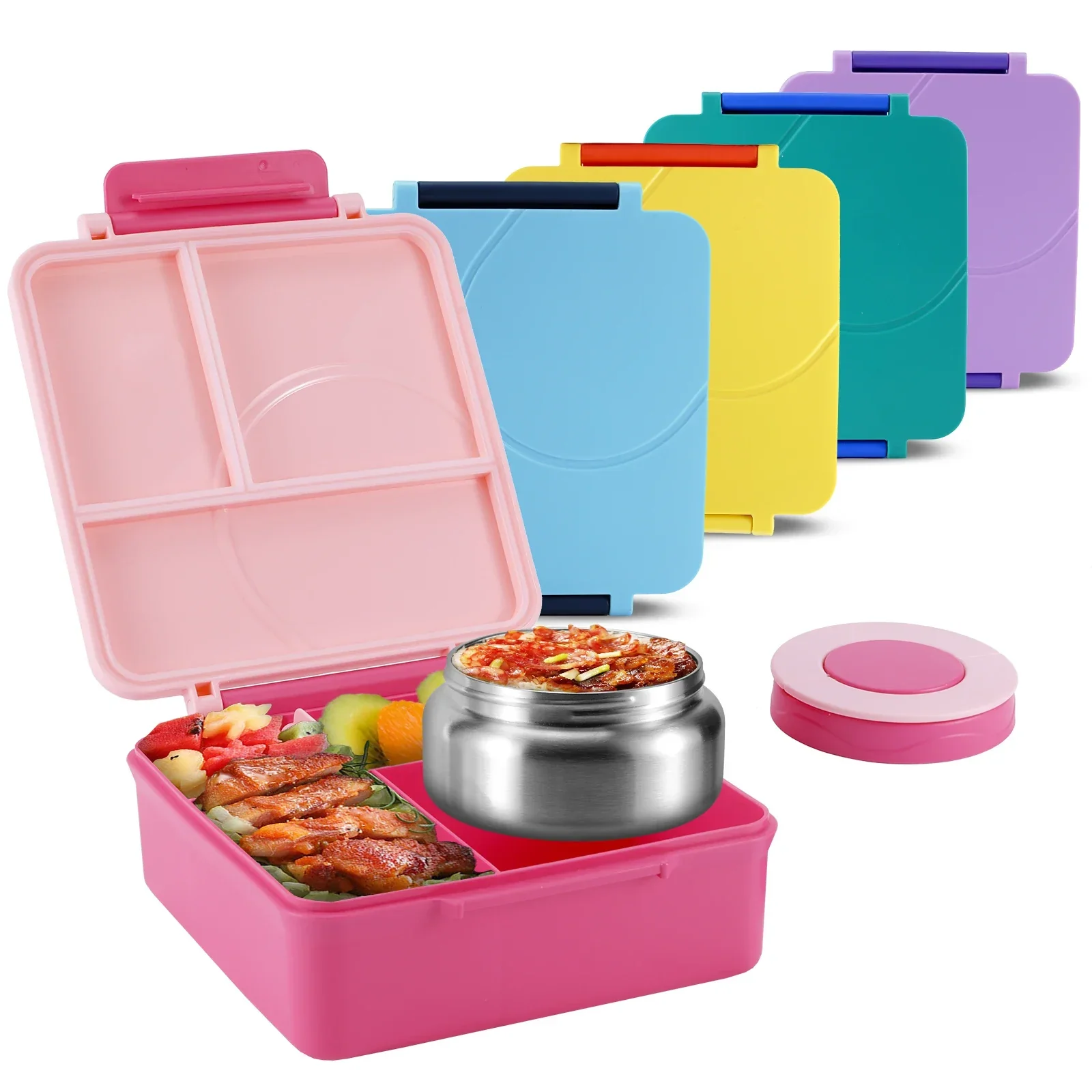 Insulated Lunch Box Four Grid With Thermal Soup Container Bento Style Back To School Fall 2025 Keeps Food Warm - Image 4