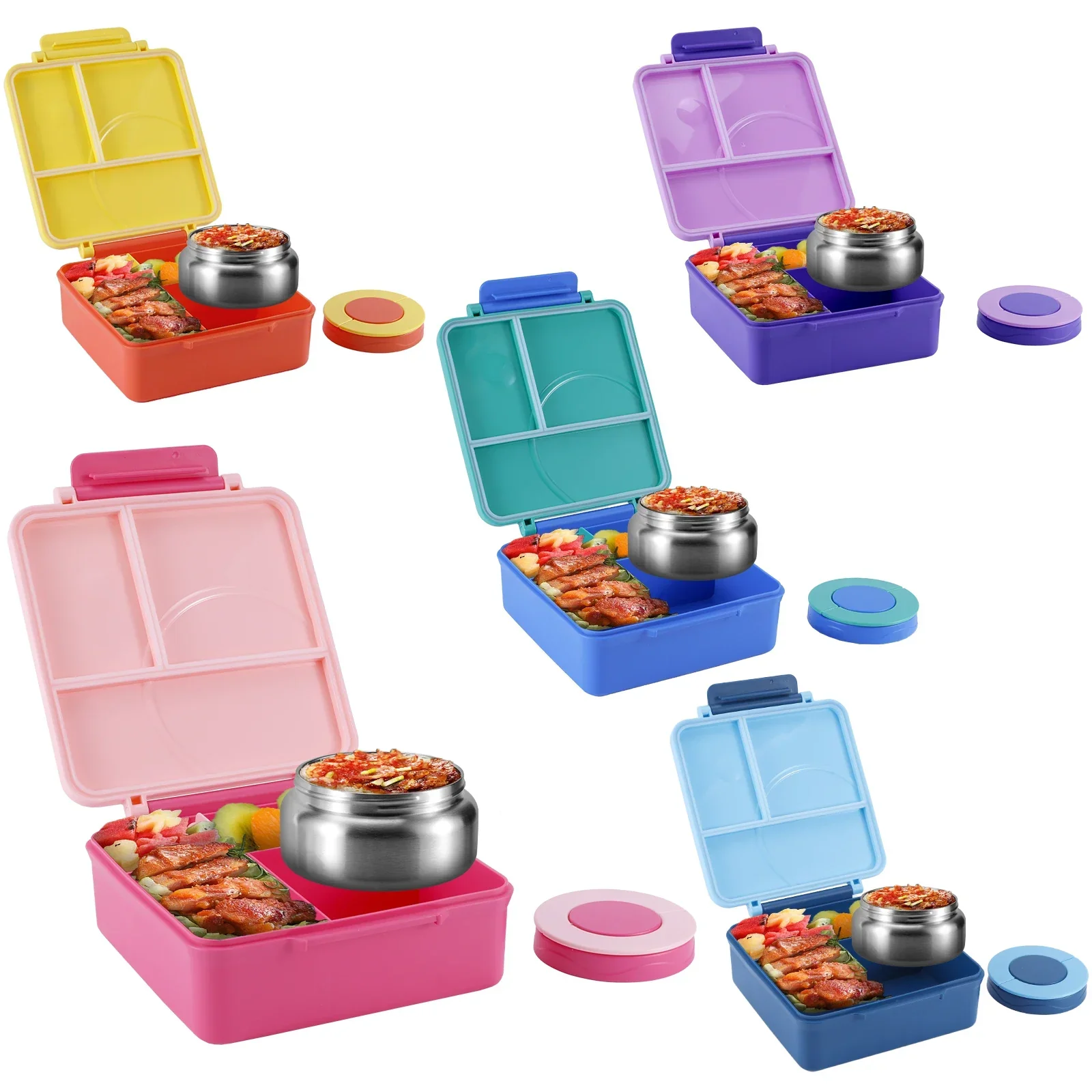 Insulated Lunch Box Four Grid With Thermal Soup Container Bento Style Back To School Fall 2025 Keeps Food Warm - Image 5