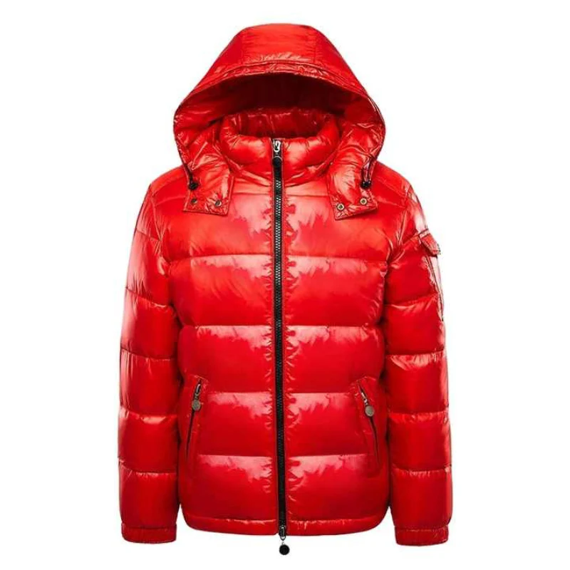 Insulated Men's Puffer Jacket – Detachable Hood, Glossy Shell - Image 8