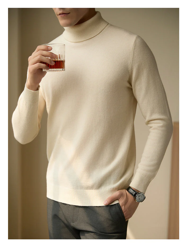 Insulating Flattering Mens Turtleneck Sweater - Slim Wool - Image 2