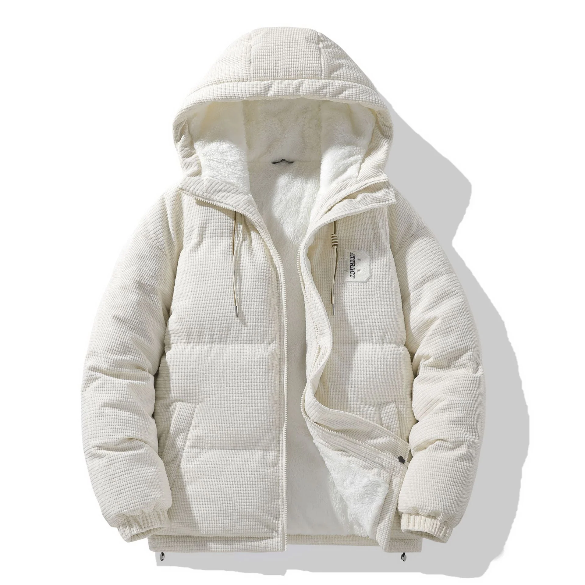 Insulating Men Puffer Jacket - Quilted Corduroy, Winter - Image 6
