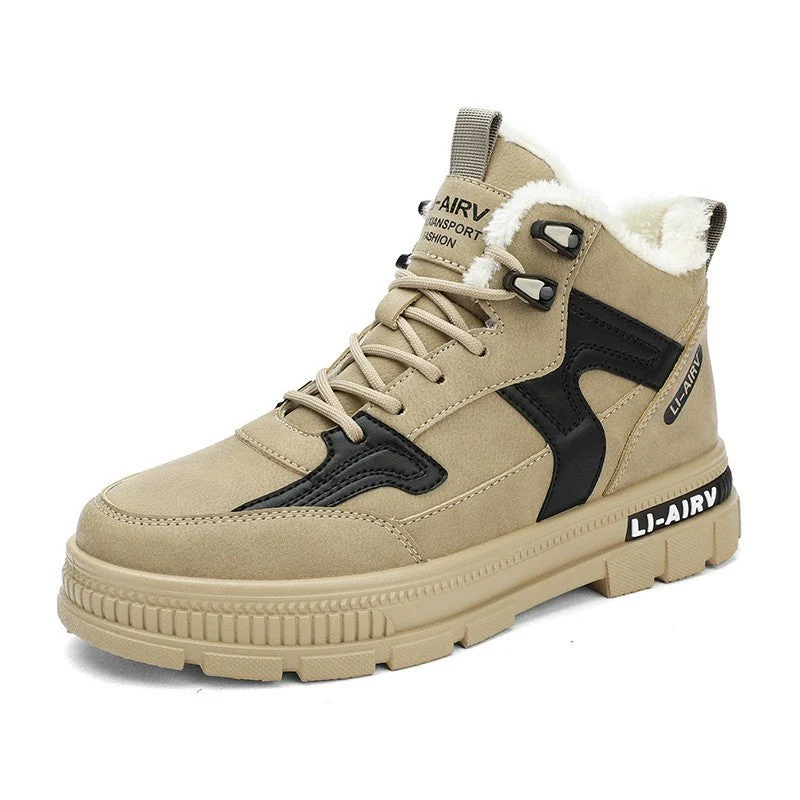 Insulating Men's Ankle Boots - High Top Faux Fur, PU Winter - Image 5