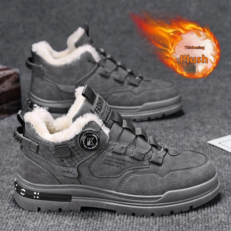 Insulating Men’s Casual Shoes - Chunky Ankle, Leather, Warm - Image 5