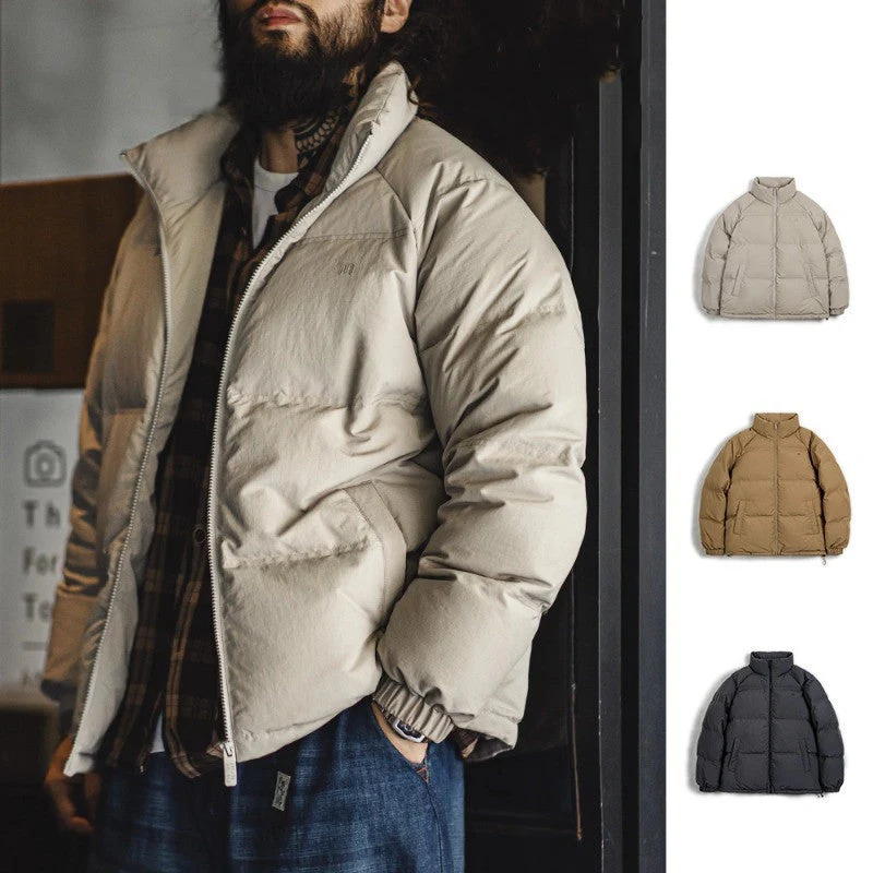Insulating Men's Down Jacket - Boxy Puffer, Nylon, For City - Image 6