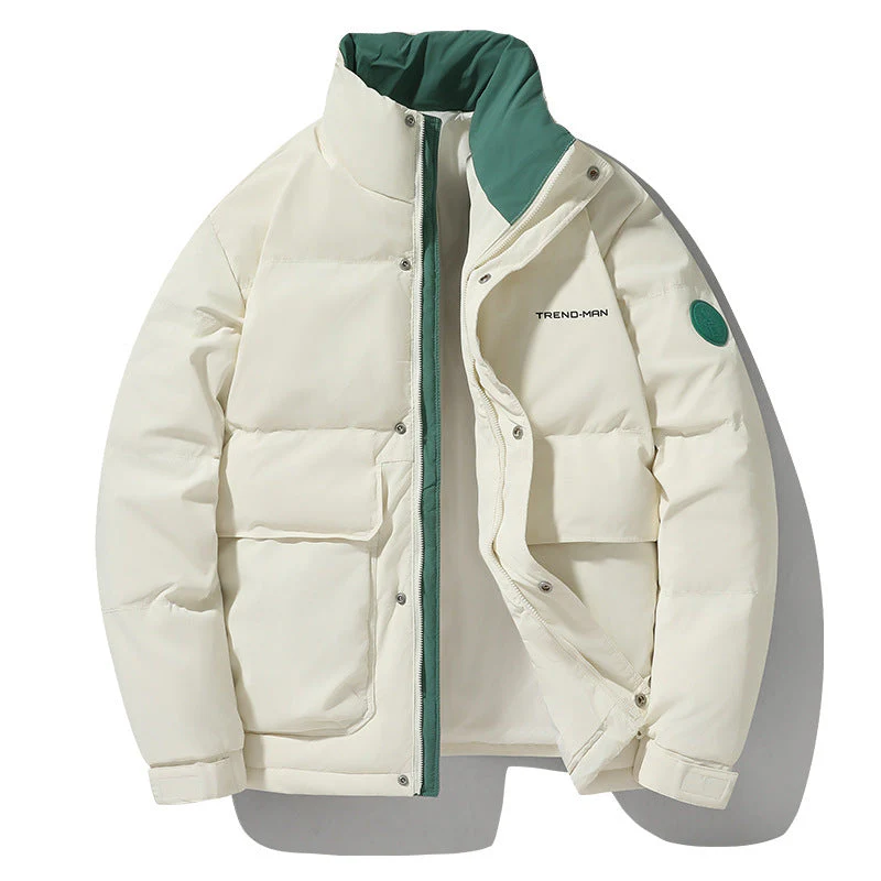 Insulating Men's Down Jacket - Stand Collar, Padded Winter - Image 5