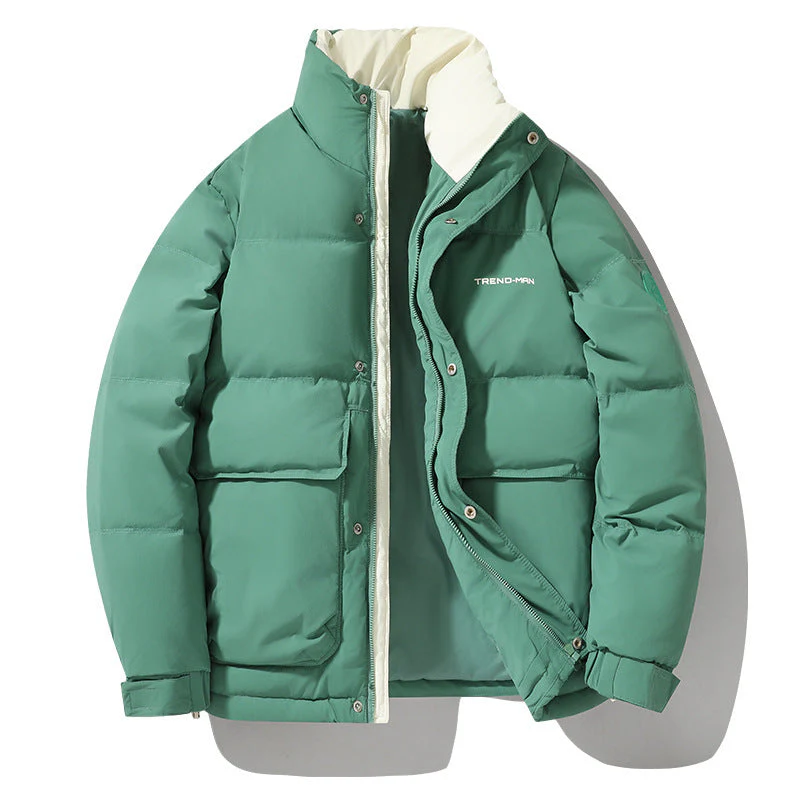 Insulating Men's Down Jacket - Stand Collar, Padded Winter - Image 7