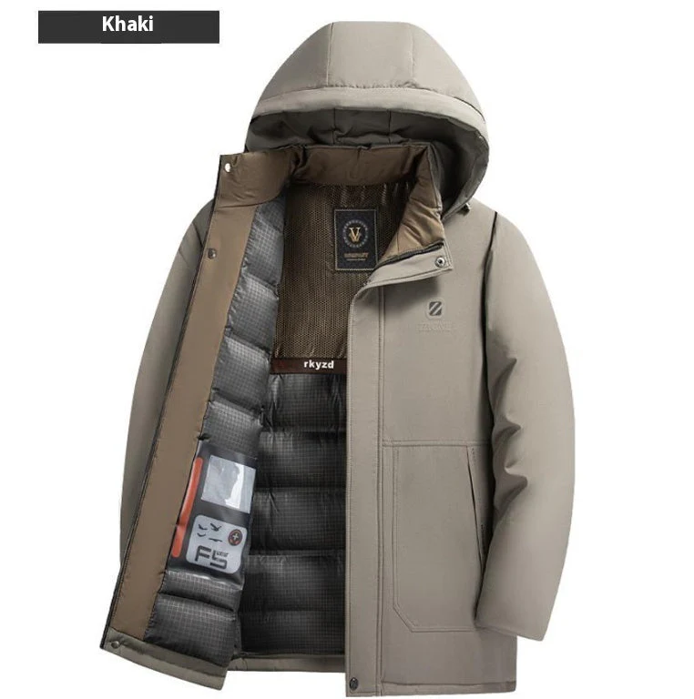 Insulating Men’s Down Parka - Hooded Corduroy, Winter Ready
