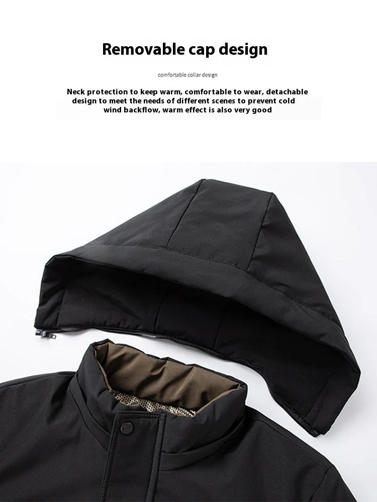 Insulating Men’s Down Parka - Hooded Corduroy, Winter Ready - Image 2