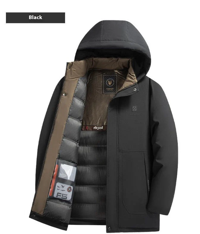 Insulating Men’s Down Parka - Hooded Corduroy, Winter Ready - Image 4