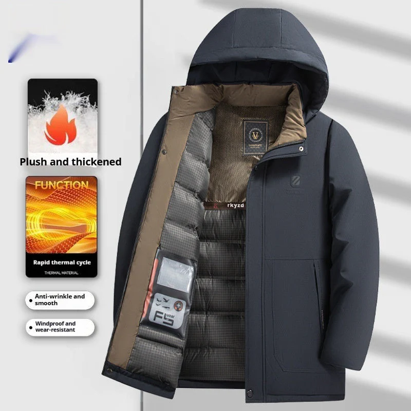 Insulating Men’s Down Parka - Hooded Corduroy, Winter Ready - Image 7