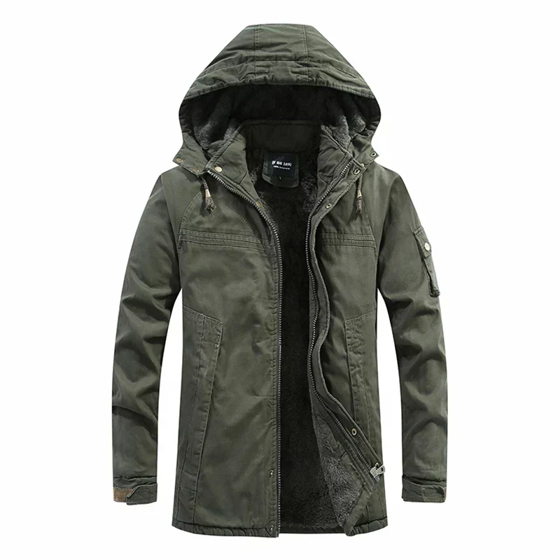 Insulating Men's Fleece Jacket - Hooded, Plush Lining, Cold - Image 2