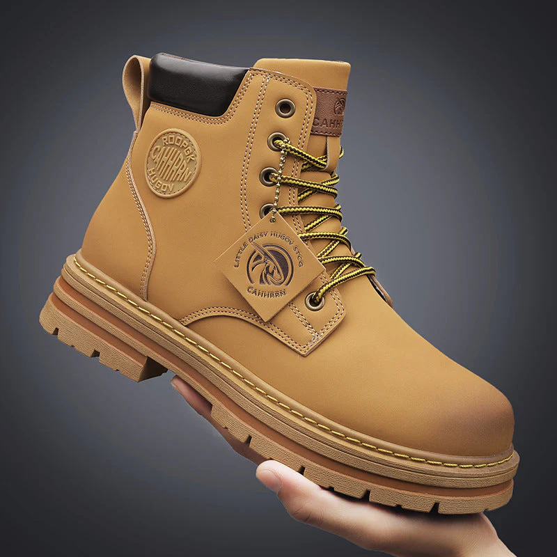 Insulating Men's Lace-Up Boots - Round Toe, PU, For Winter - Image 11
