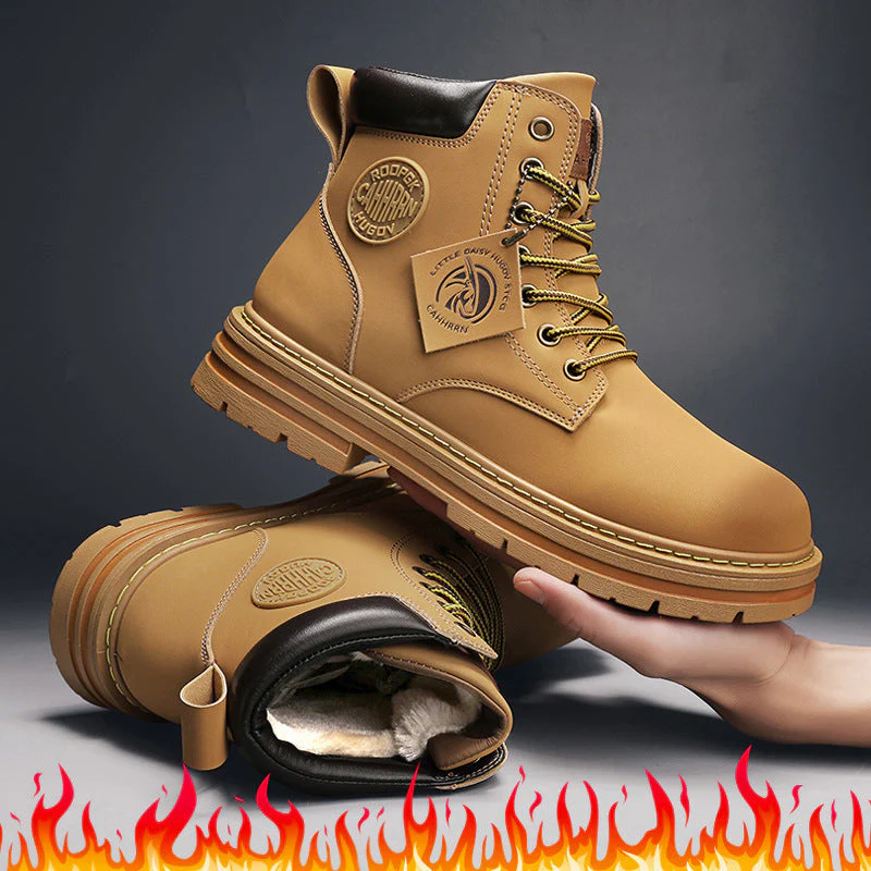 Insulating Men's Lace-Up Boots - Round Toe, PU, For Winter - Image 12