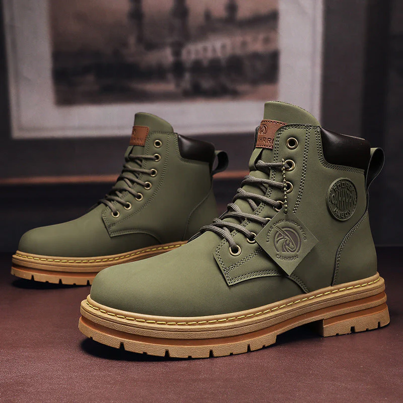 Insulating Men's Lace-Up Boots - Round Toe, PU, For Winter - Image 3