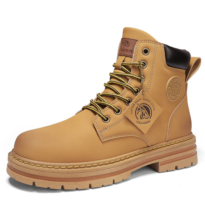 Insulating Men's Lace-Up Boots - Round Toe, PU, For Winter - Image 4
