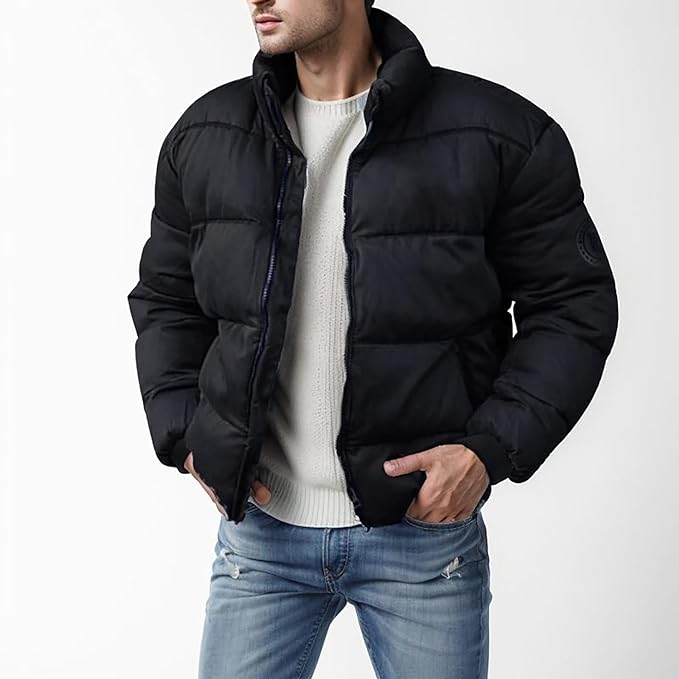 Insulating Men’s Puffer Jacket - Boxy Hip-Length, Winter