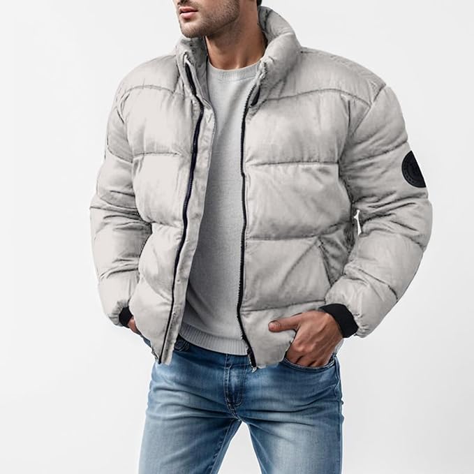 Insulating Men’s Puffer Jacket - Boxy Hip-Length, Winter - Image 11