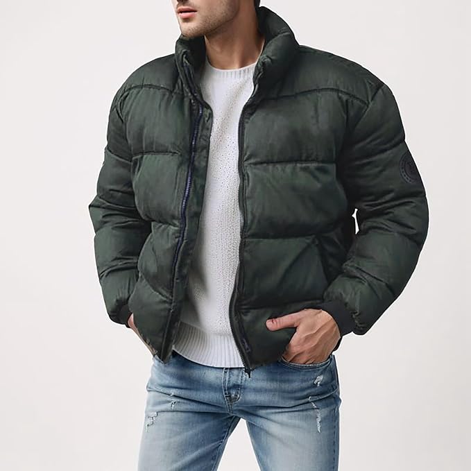 Insulating Men’s Puffer Jacket - Boxy Hip-Length, Winter - Image 12