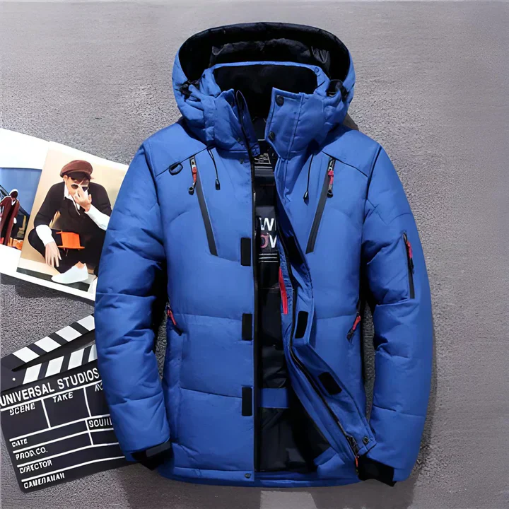 Insulating Men's Puffer Jacket - Hooded Polyester, Winter - Image 3